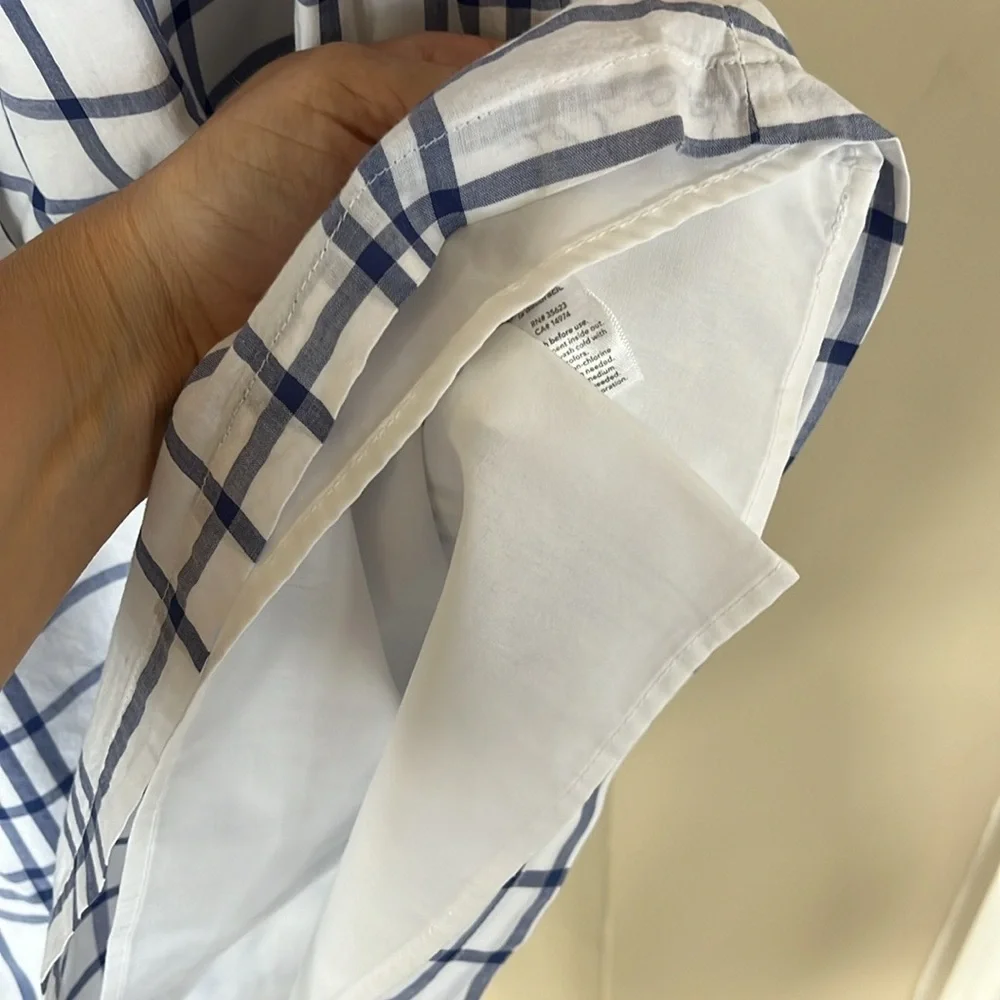 Brand New Carter’s White Blue Plaid Dress w/ Pink Tassels Tie Waist Lined Casual